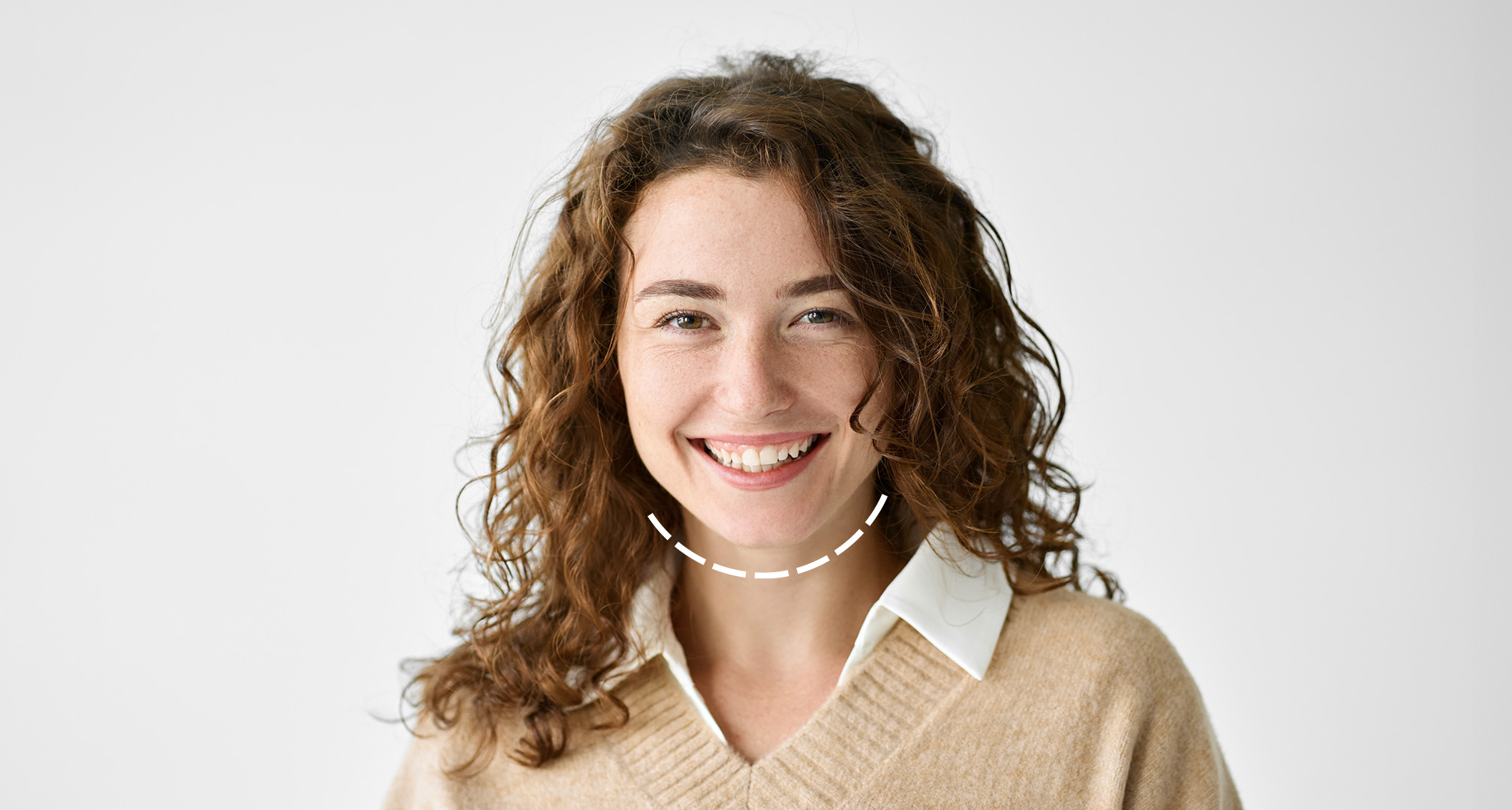 obris okoli okroglega obraza na nevtralnem ozadju