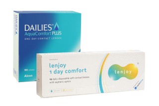 DAILIES AquaComfort Plus (90 leč) + Lenjoy 1 Day Comfort (10 leč)